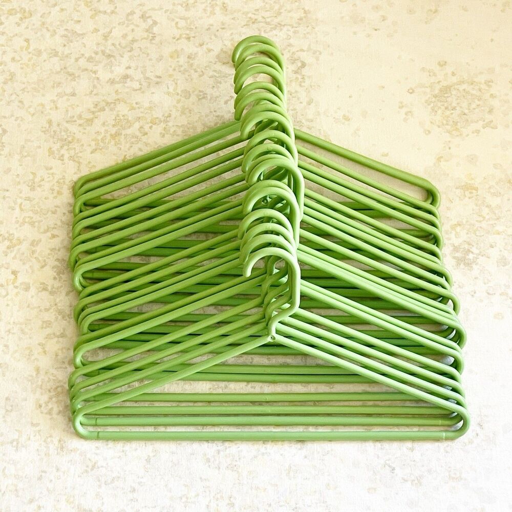 Vintage Container Store Hanger Lot of 19 Green Plastic Tubular Early 2000s
